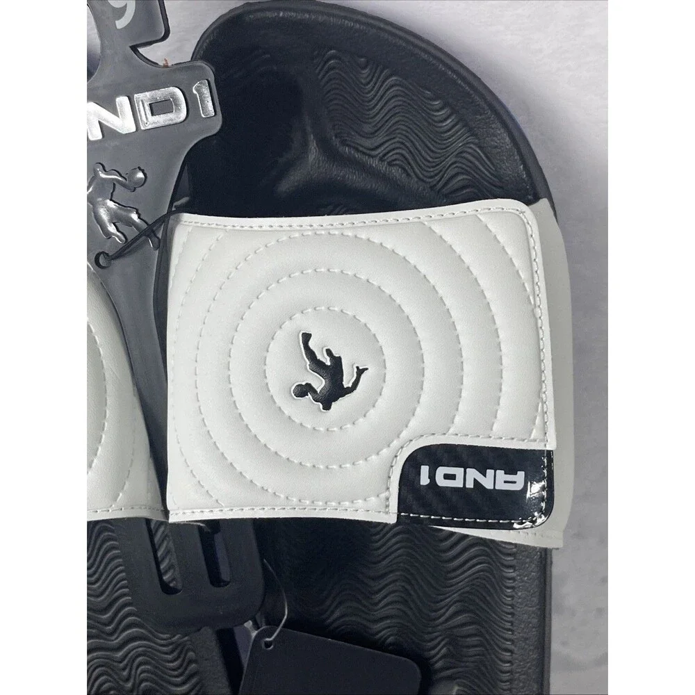 AND1 Busain Men's Slide Sandal Adjustable White Black Blue Size 9 NEW
